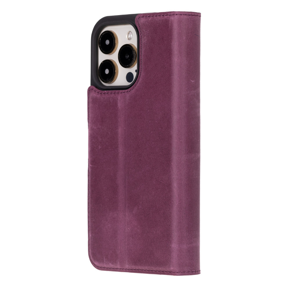 Étui portefeuille en cuir Fuzzy pour iPhone 16 Pro (6.3")