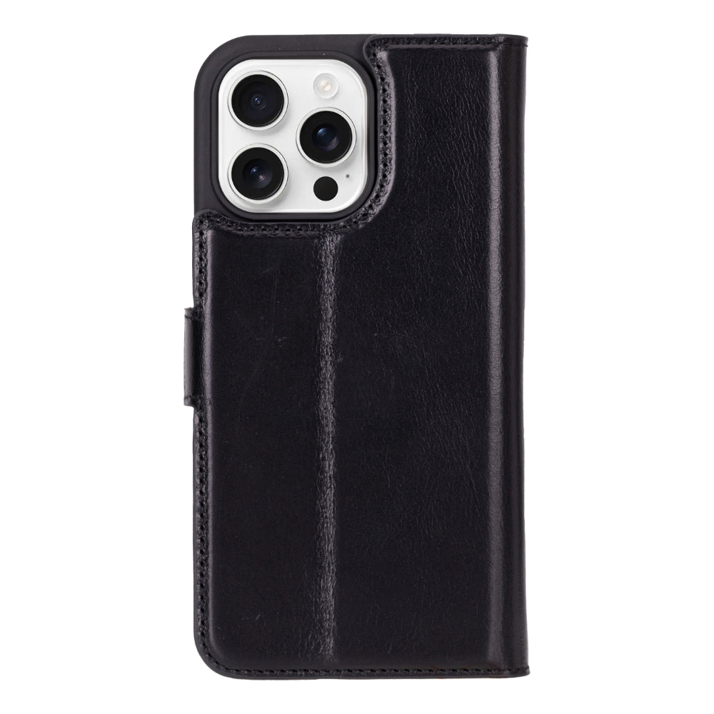 Étui portefeuille en cuir Fuzzy pour iPhone 16 Pro (6.3")
