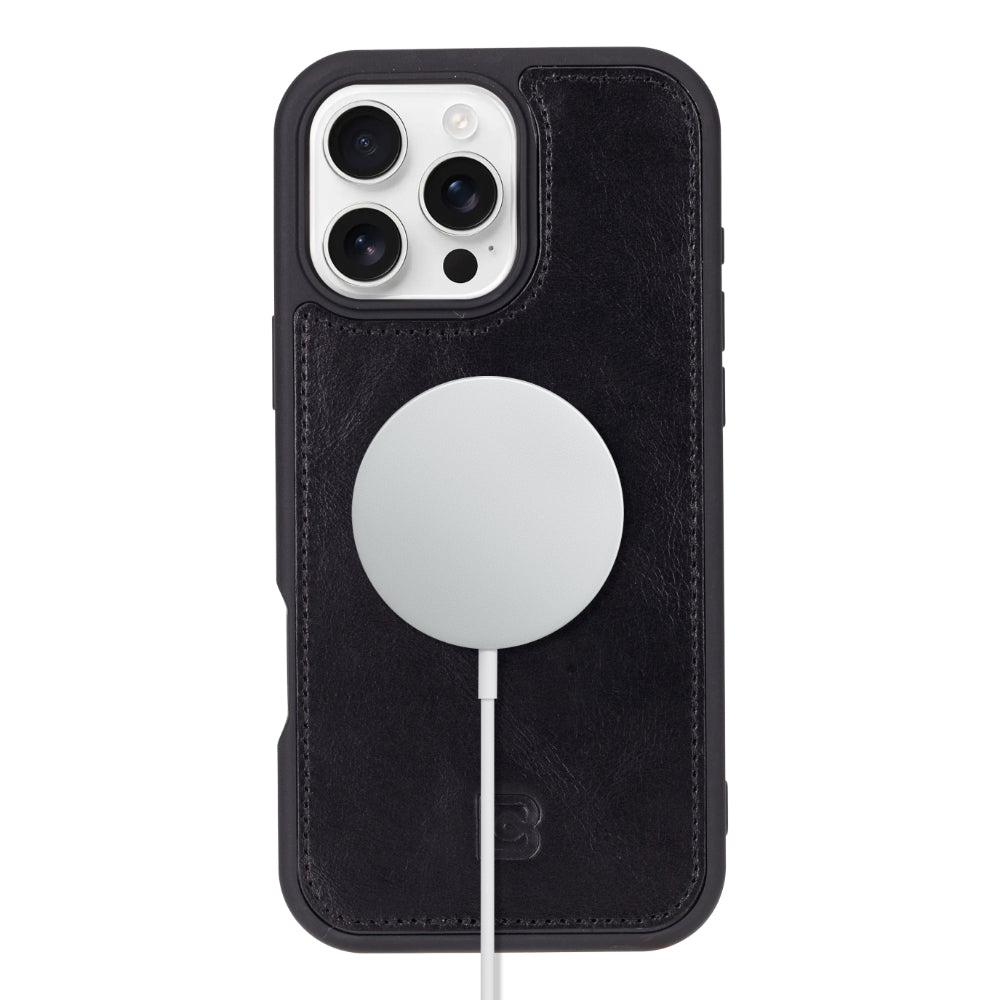Étui portefeuille en cuir Fuzzy pour iPhone 16 Pro (6.3")