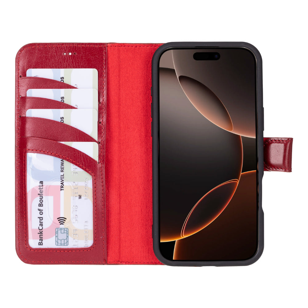 Étui portefeuille en cuir Fuzzy pour iPhone 16 Pro (6.3")