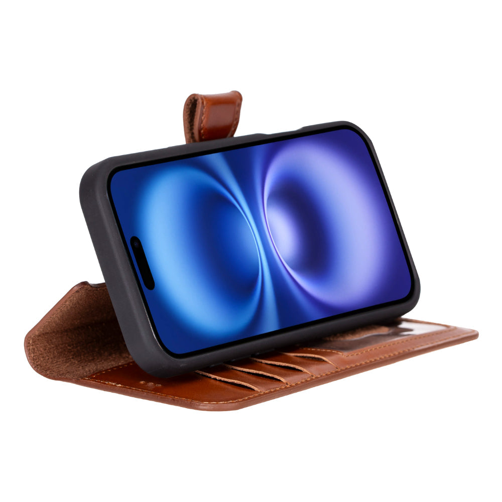 Fuzzy iPhone 16 Plus (6.7") Leder-Brieftaschenhülle