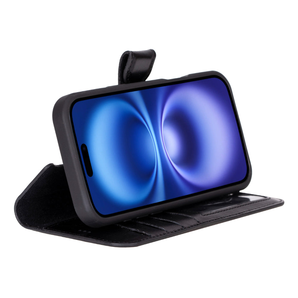 Fuzzy iPhone 16 Plus (6.7") Leder-Brieftaschenhülle