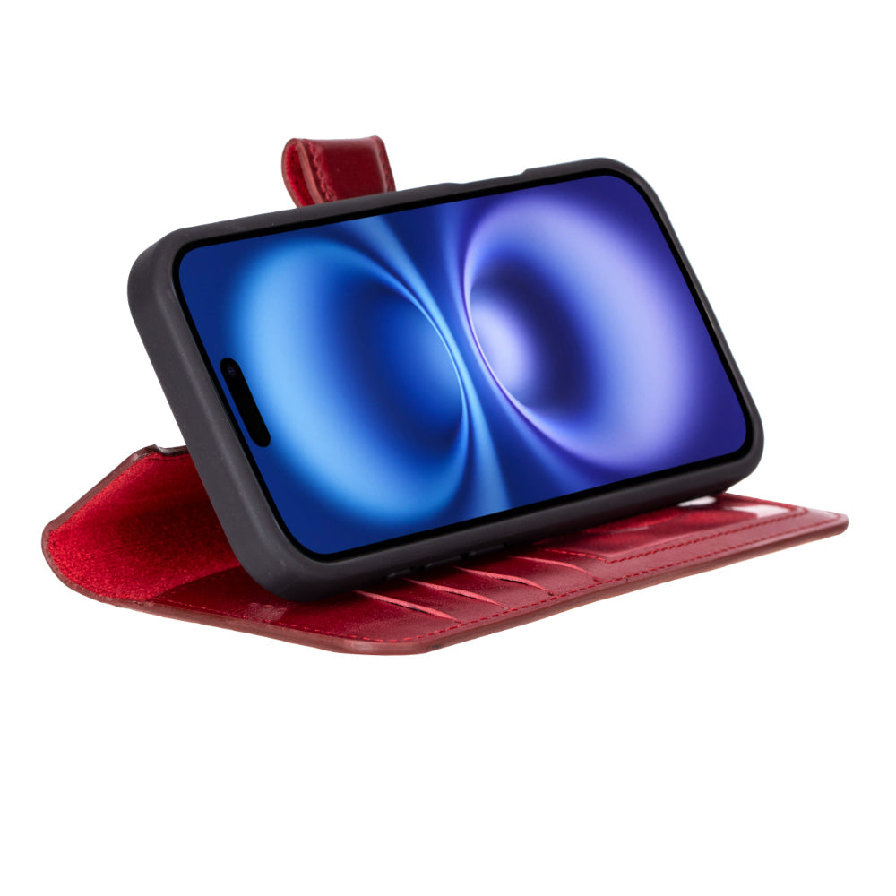 Fuzzy iPhone 16 Plus (6.7") Leder-Brieftaschenhülle