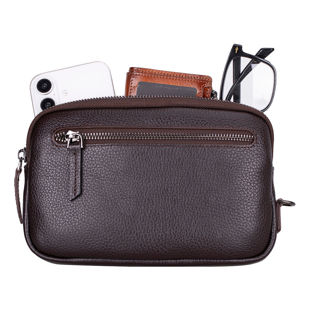 Noma women’s genuine leather clutch bag with detachable hanger and suede interior