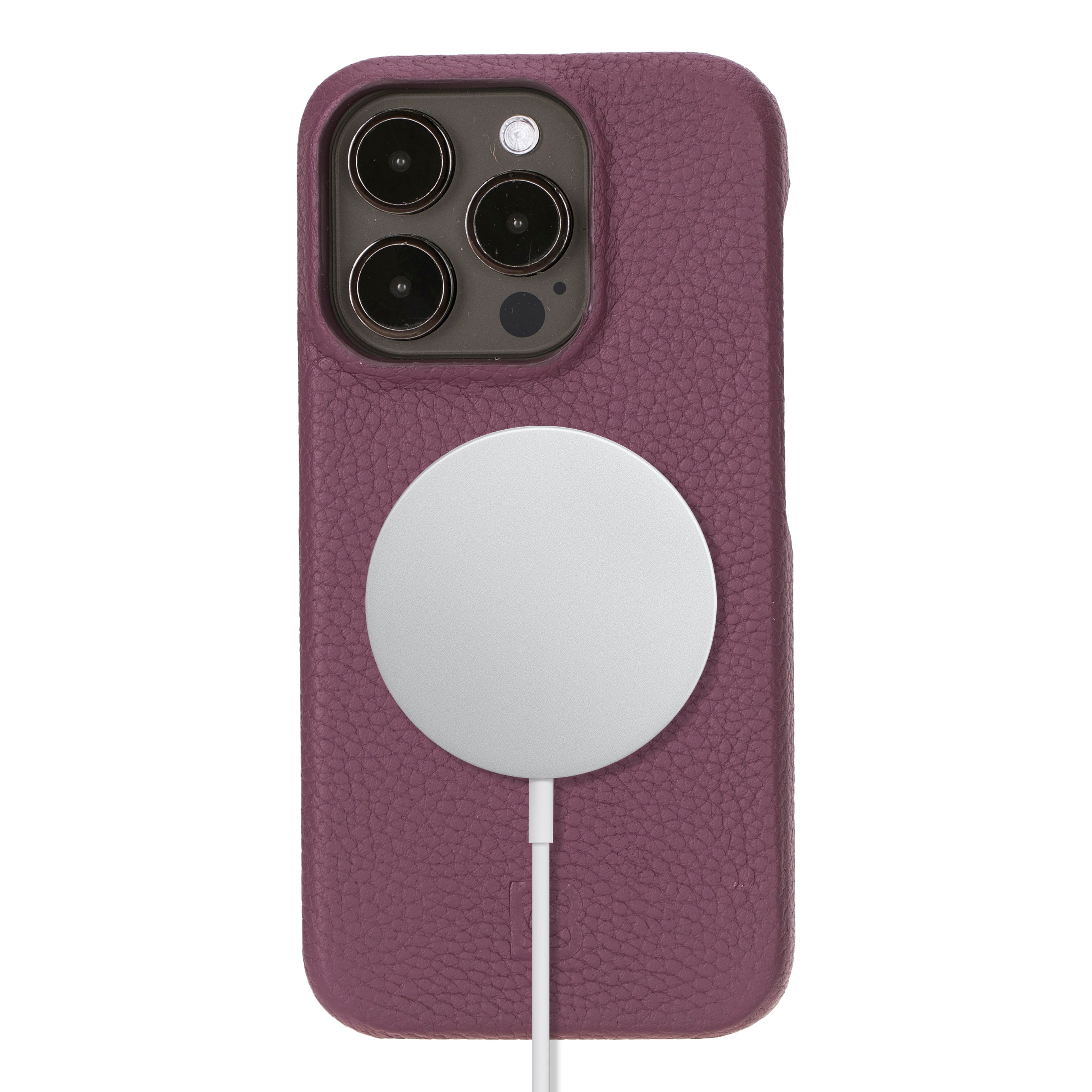 Coque arrière entièrement en cuir véritable à clipser pour iPhone 15 Plus (6,7") F360