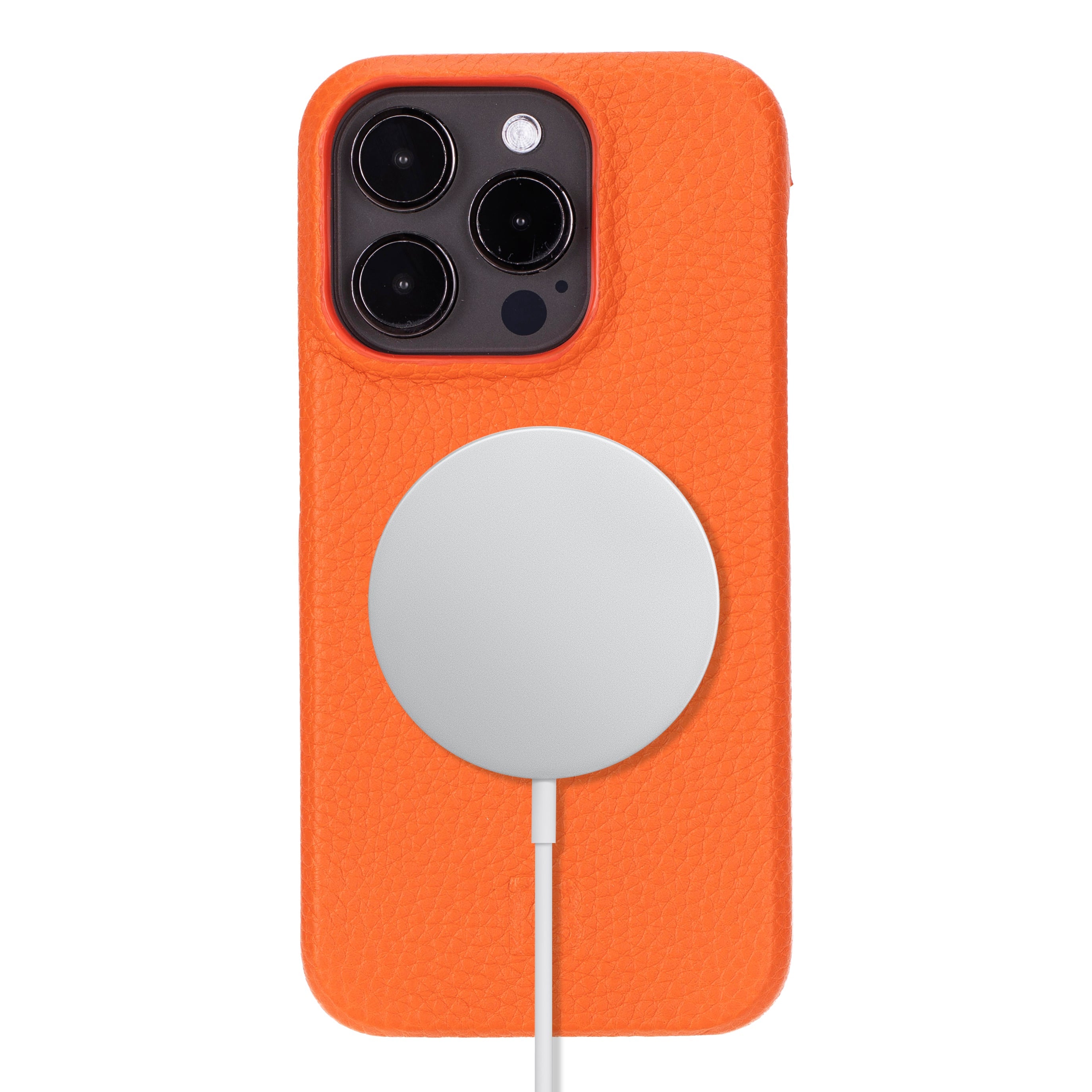 Coque arrière entièrement en cuir véritable à clipser pour iPhone 15 Pro (6,1") F360