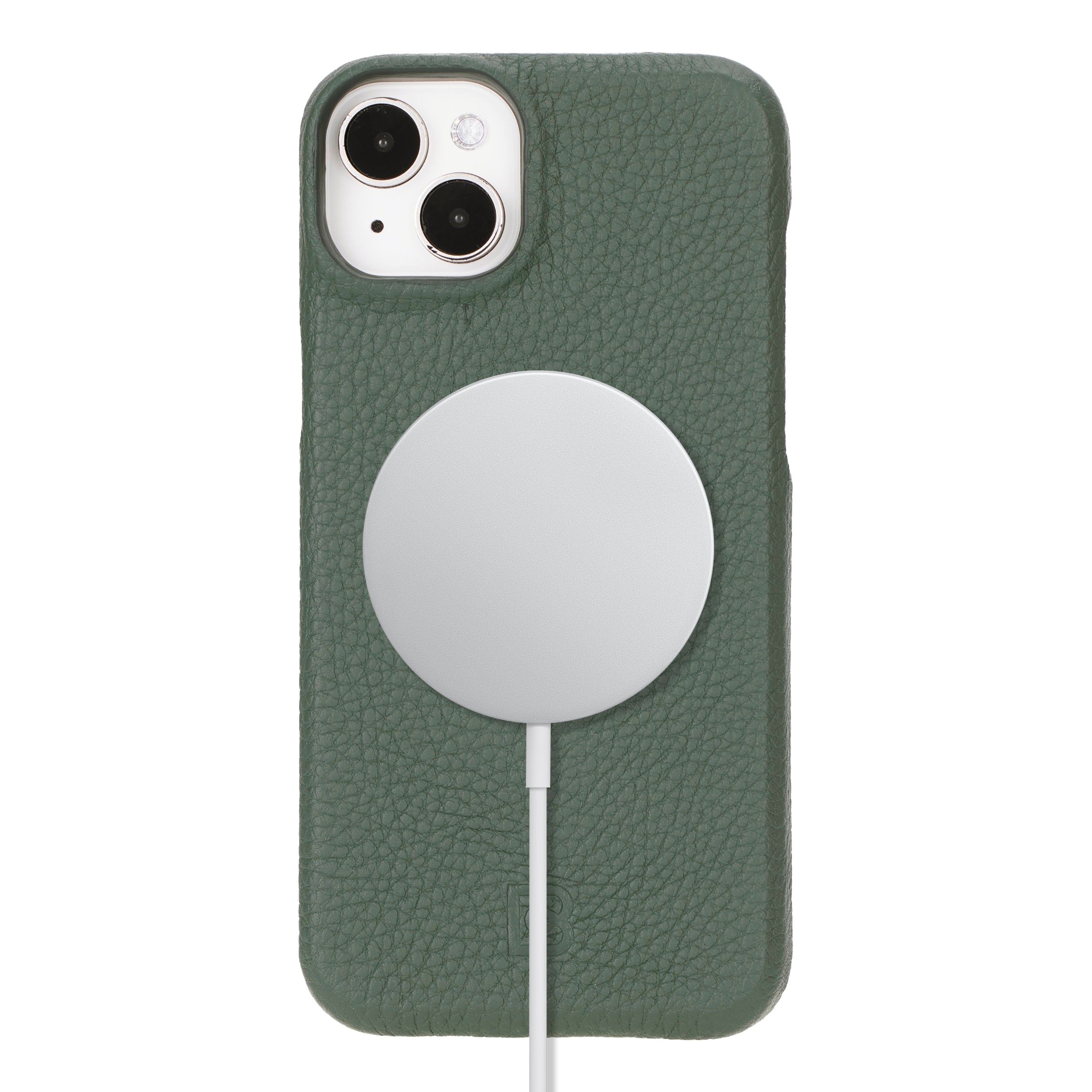 Coque arrière entièrement en cuir véritable à clipser pour iPhone 15 Plus (6,7") F360