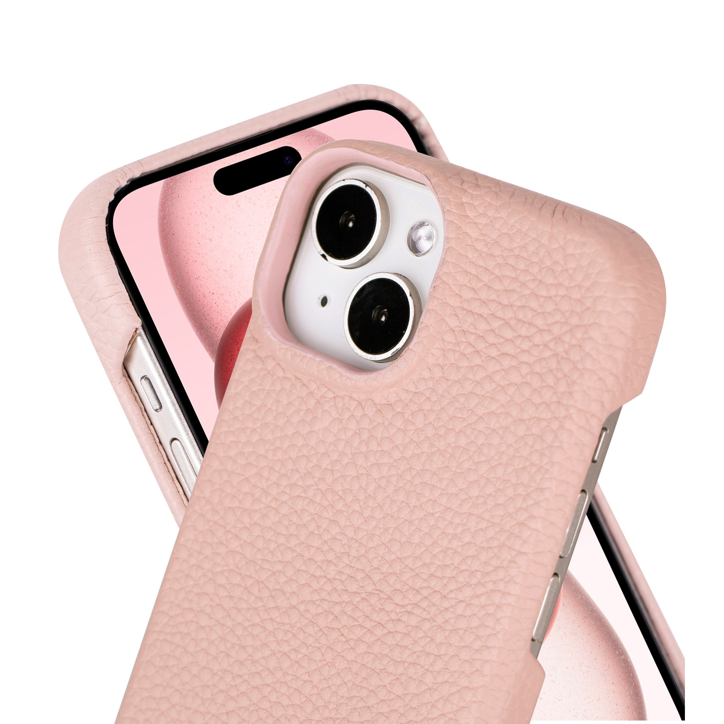 Coque arrière entièrement en cuir véritable à clipser pour iPhone 15 (6,1") F360