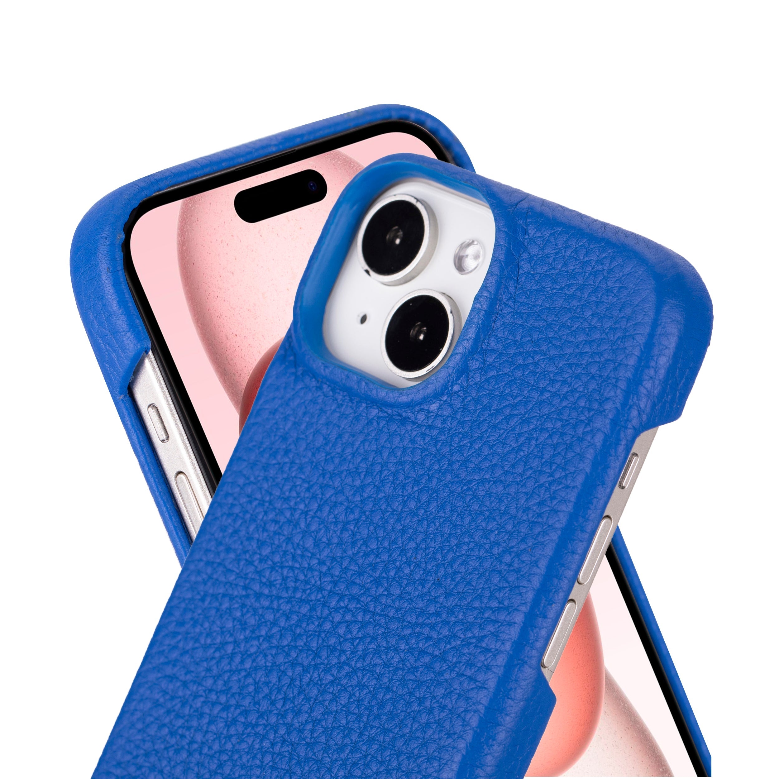 Coque arrière entièrement en cuir véritable à clipser pour iPhone 15 Plus (6,7") F360