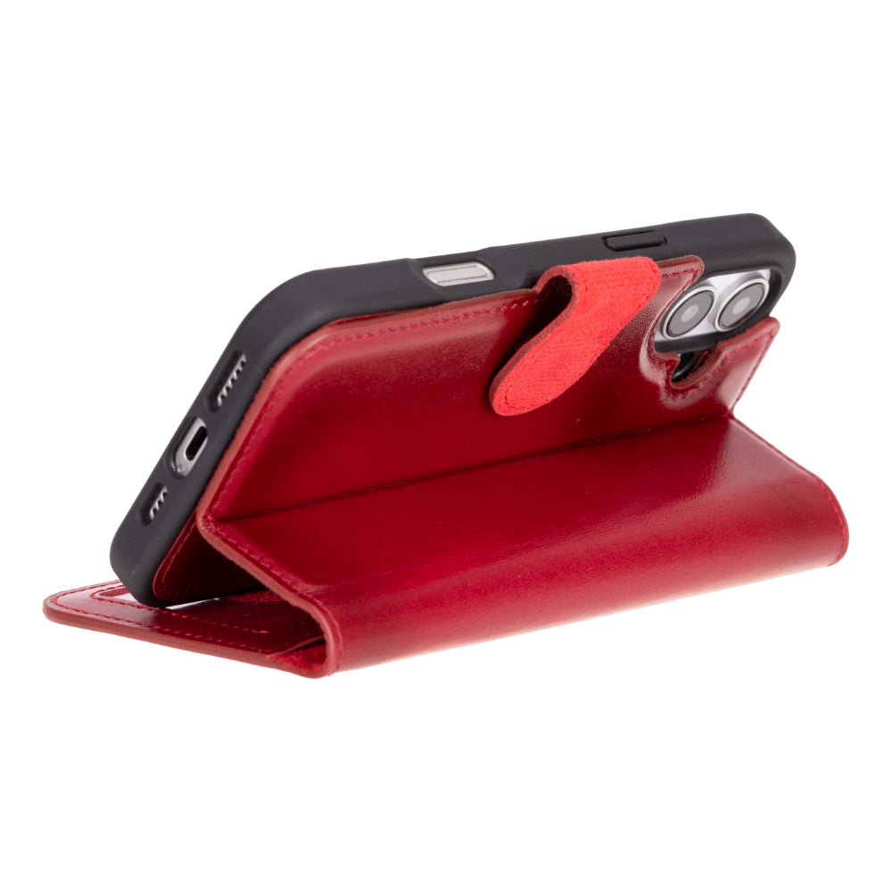 Étui portefeuille amovible en cuir véritable pour iPhone 16 Plus (6,7")