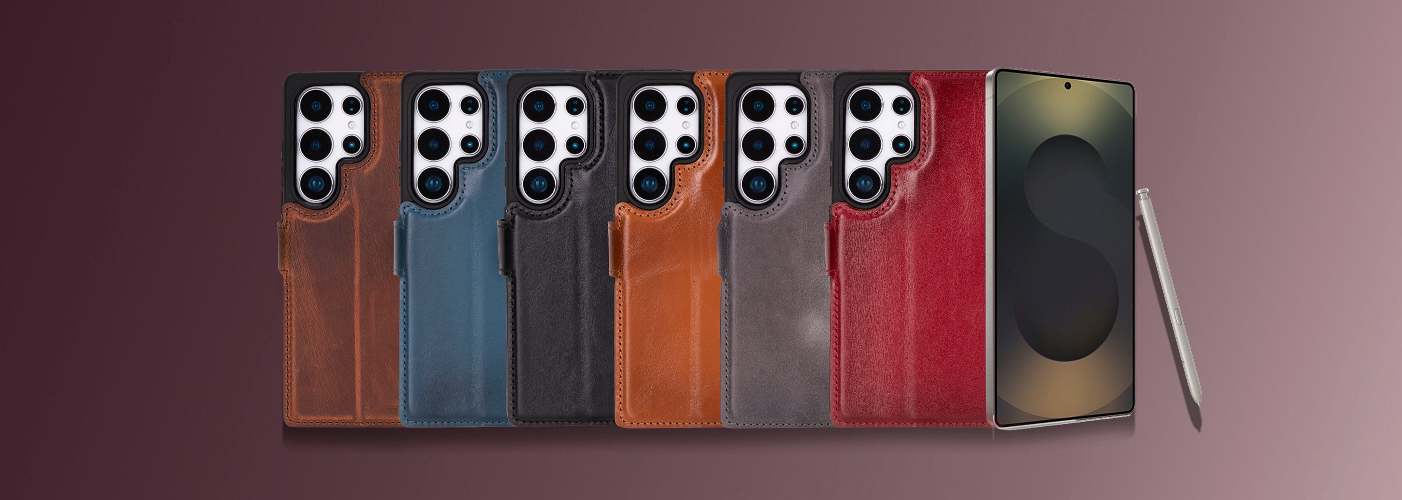 Samsung Galaxy S25 wallet cases with different colors