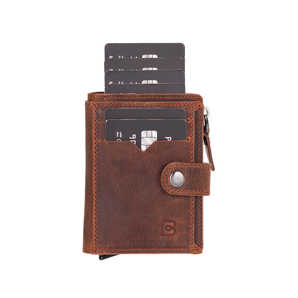 Lumora Genuine Leather Pop-up Card Holder