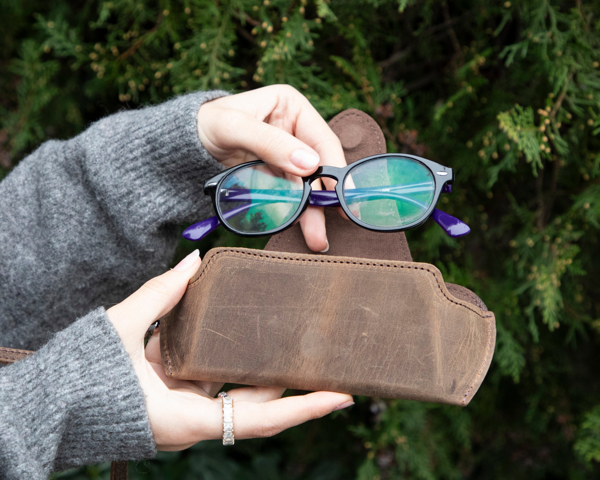 Étui à lunettes en cuir Riviera