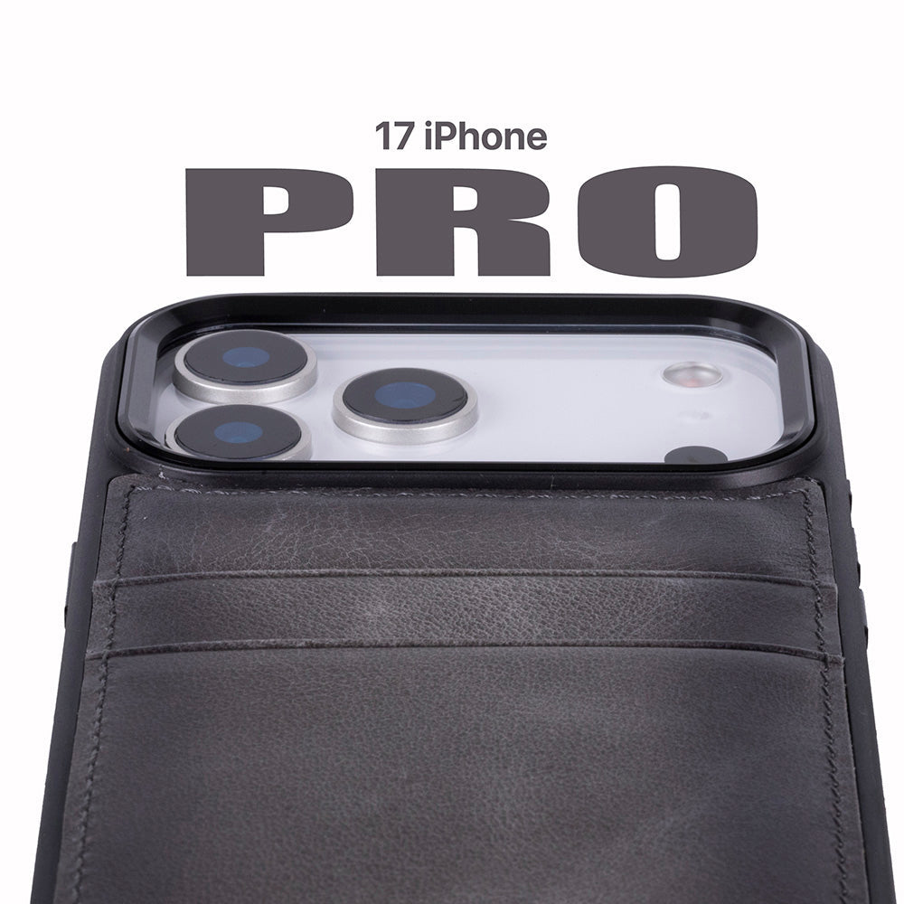 Étui en cuir avec porte-cartes pour iPhone 17 Pro (6.3")