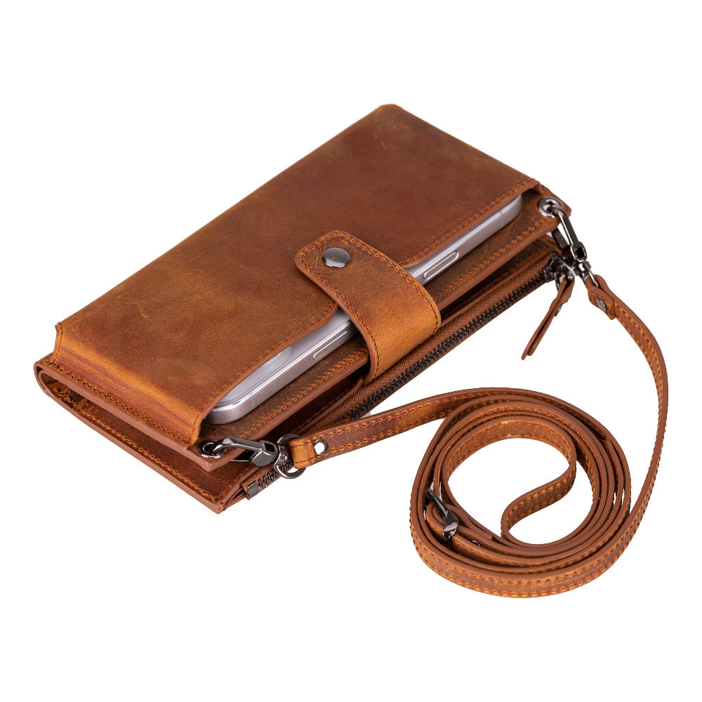 Lozan Strap Genuine Leather Crossbody Wallet