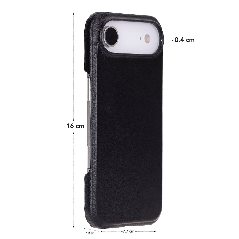Premium full-grain leather iPhone 17 Air 6.6" case with raised edge protection