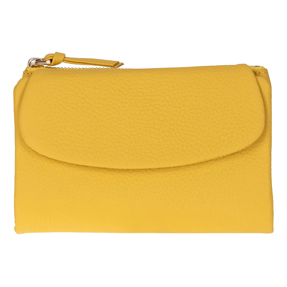 Yellow clutch bag on a white background