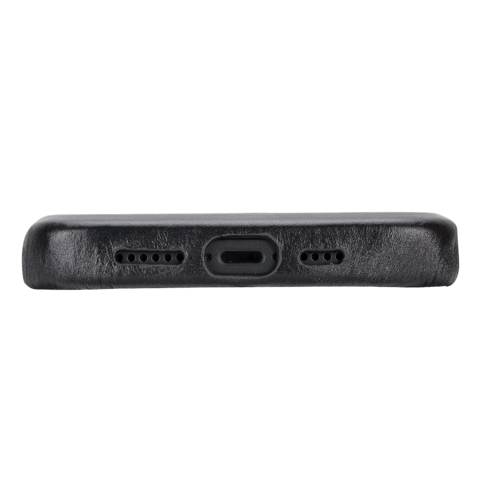 Étui en cuir Rock Cover pour iPhone 15 Plus