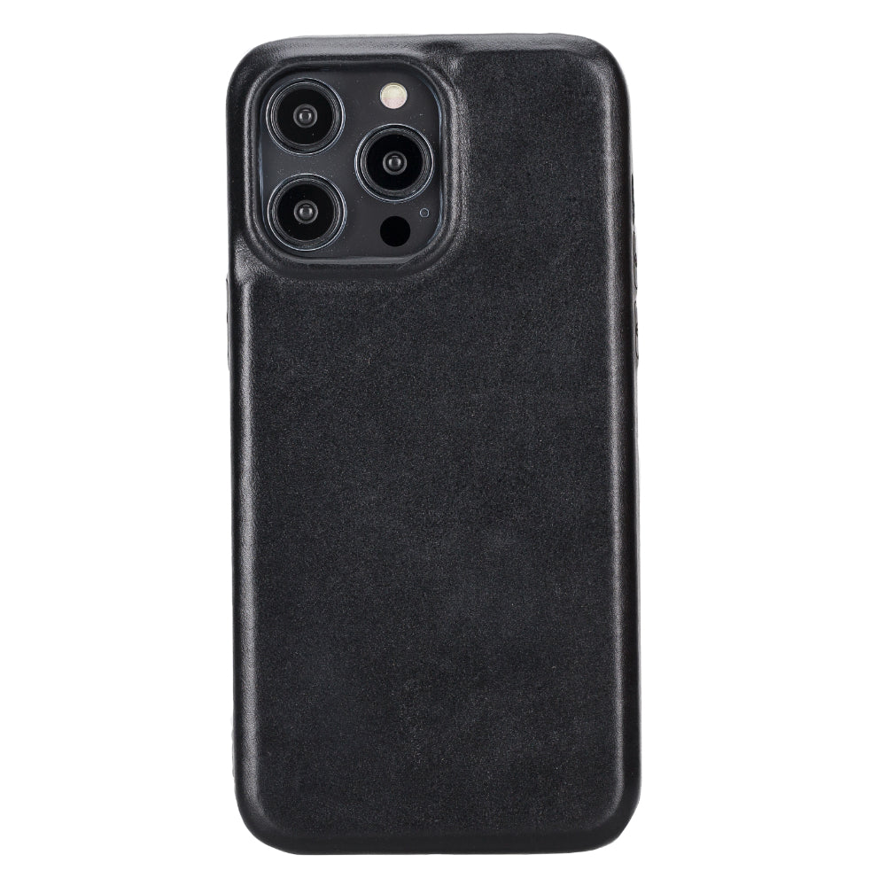 Black phone case with a textured finish on a white background