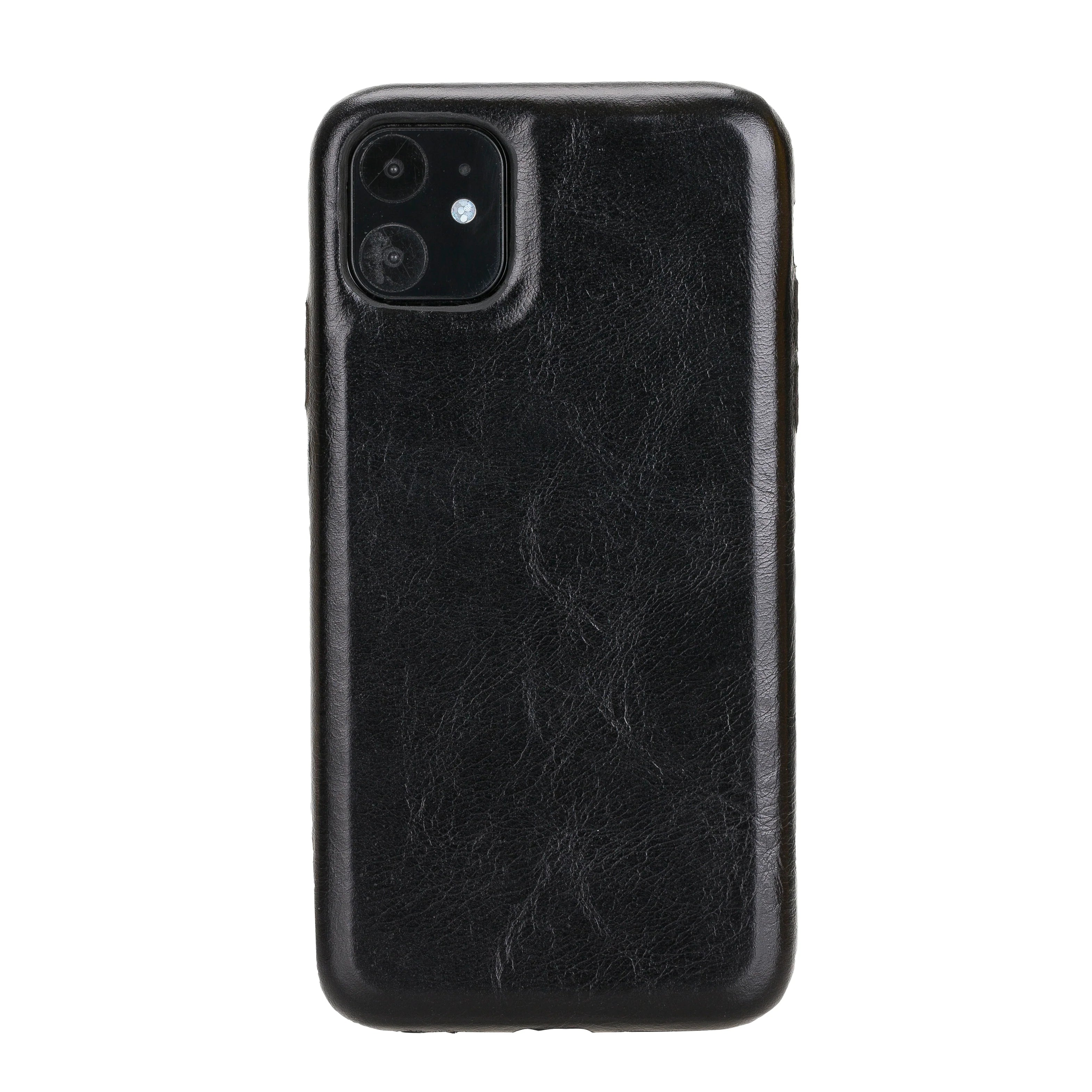 Black phone case with textured finish on a white background