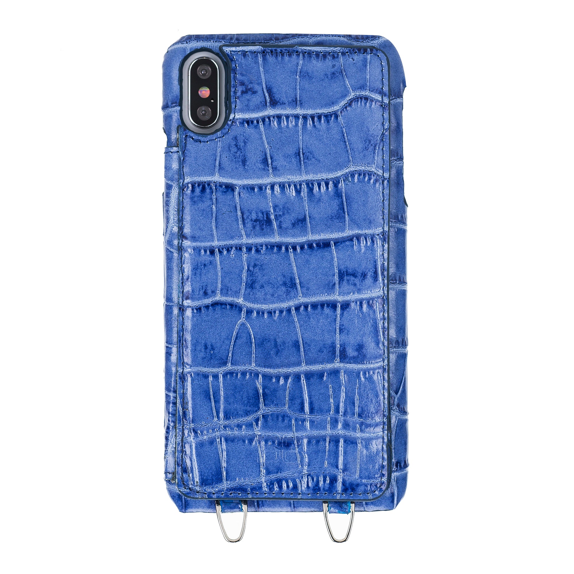iPhone X Series Genuine Leather Flex Cover Card Holder Back Cover with Hand Strap