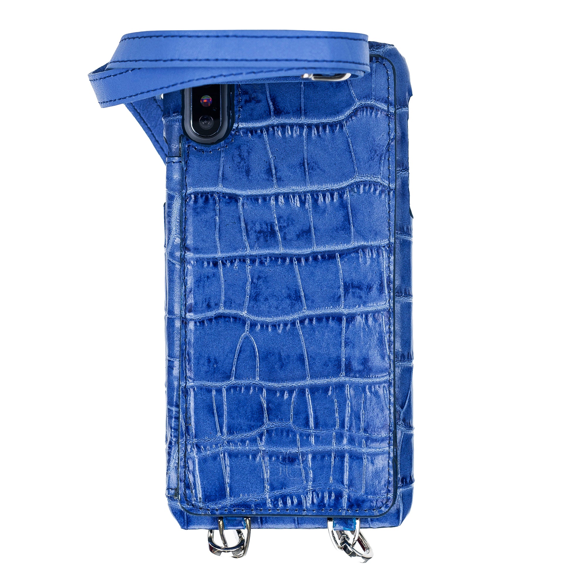 iPhone X Series Genuine Leather Flex Cover Card Holder Back Cover with Hand Strap