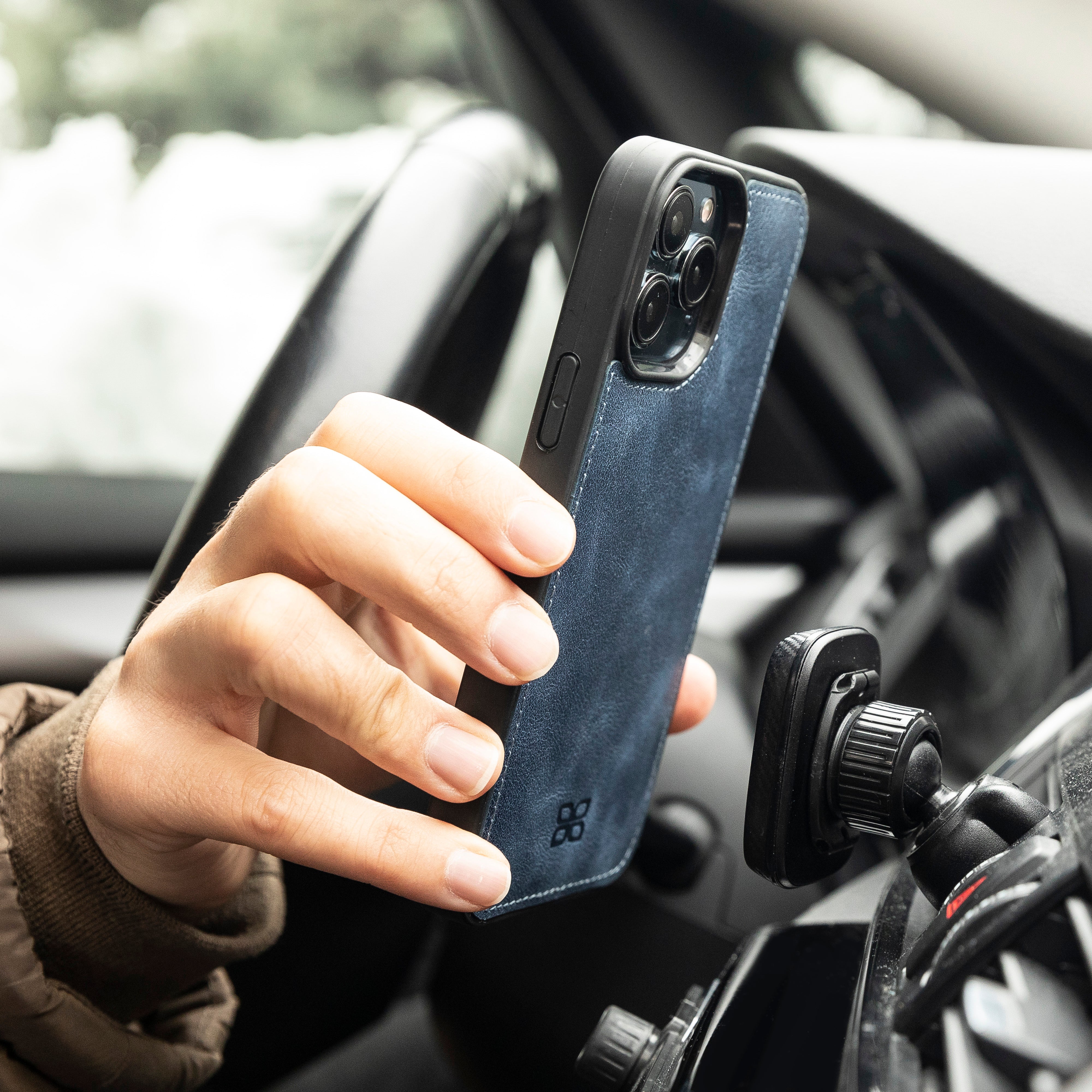 Étui portefeuille détachable en cuir véritable pour iPhone 13