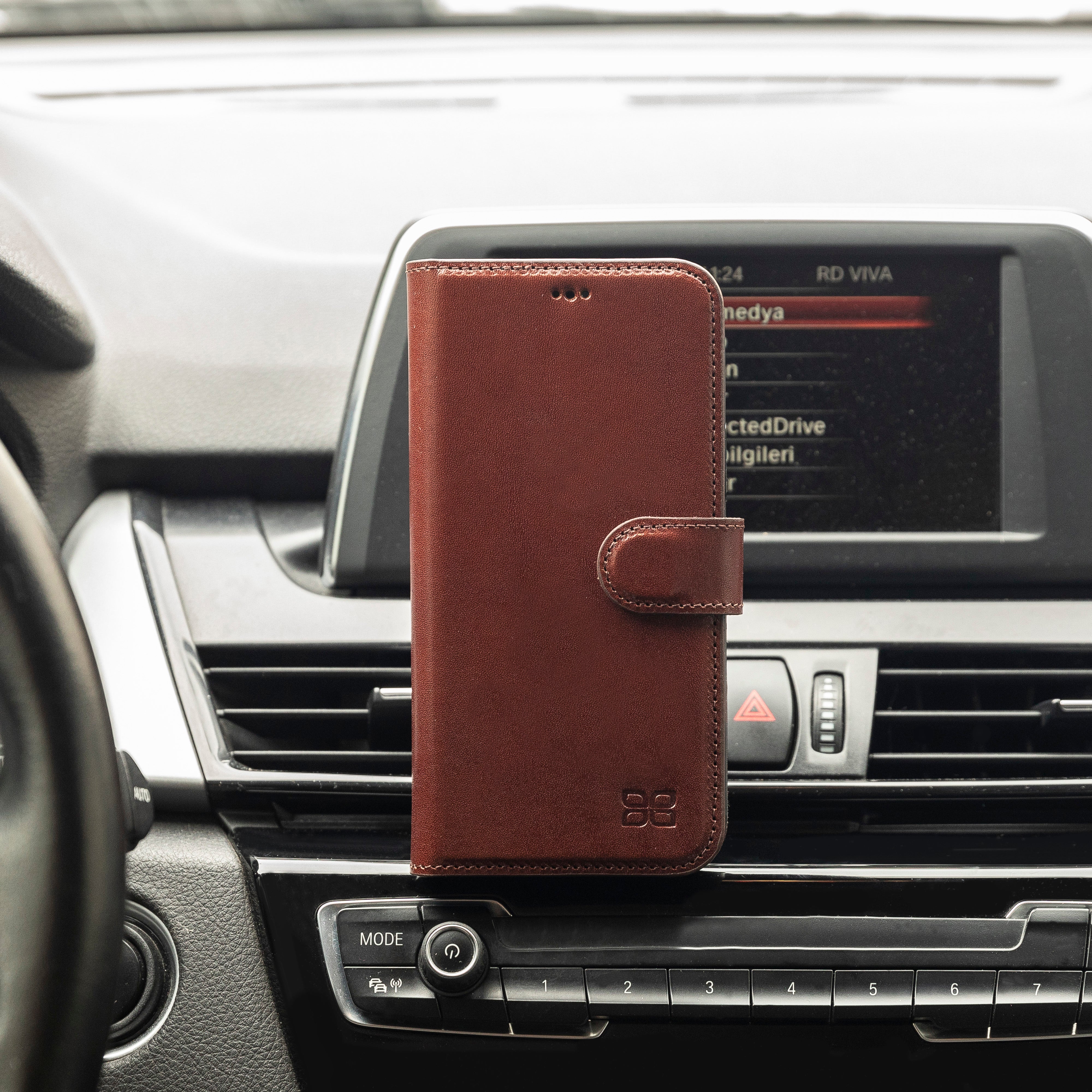 Étui portefeuille détachable en cuir véritable pour iPhone 13