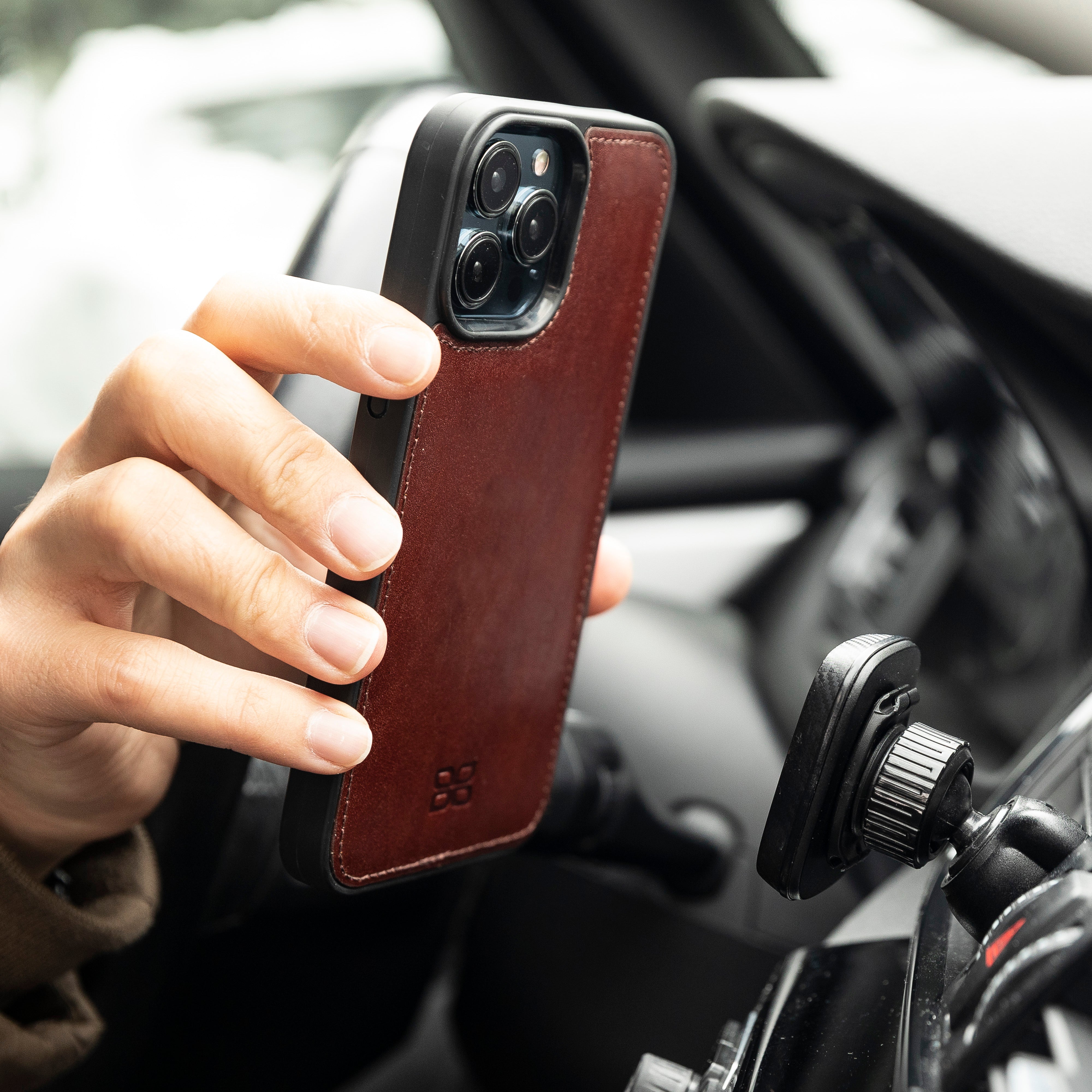 Étui portefeuille détachable en cuir véritable pour iPhone 13