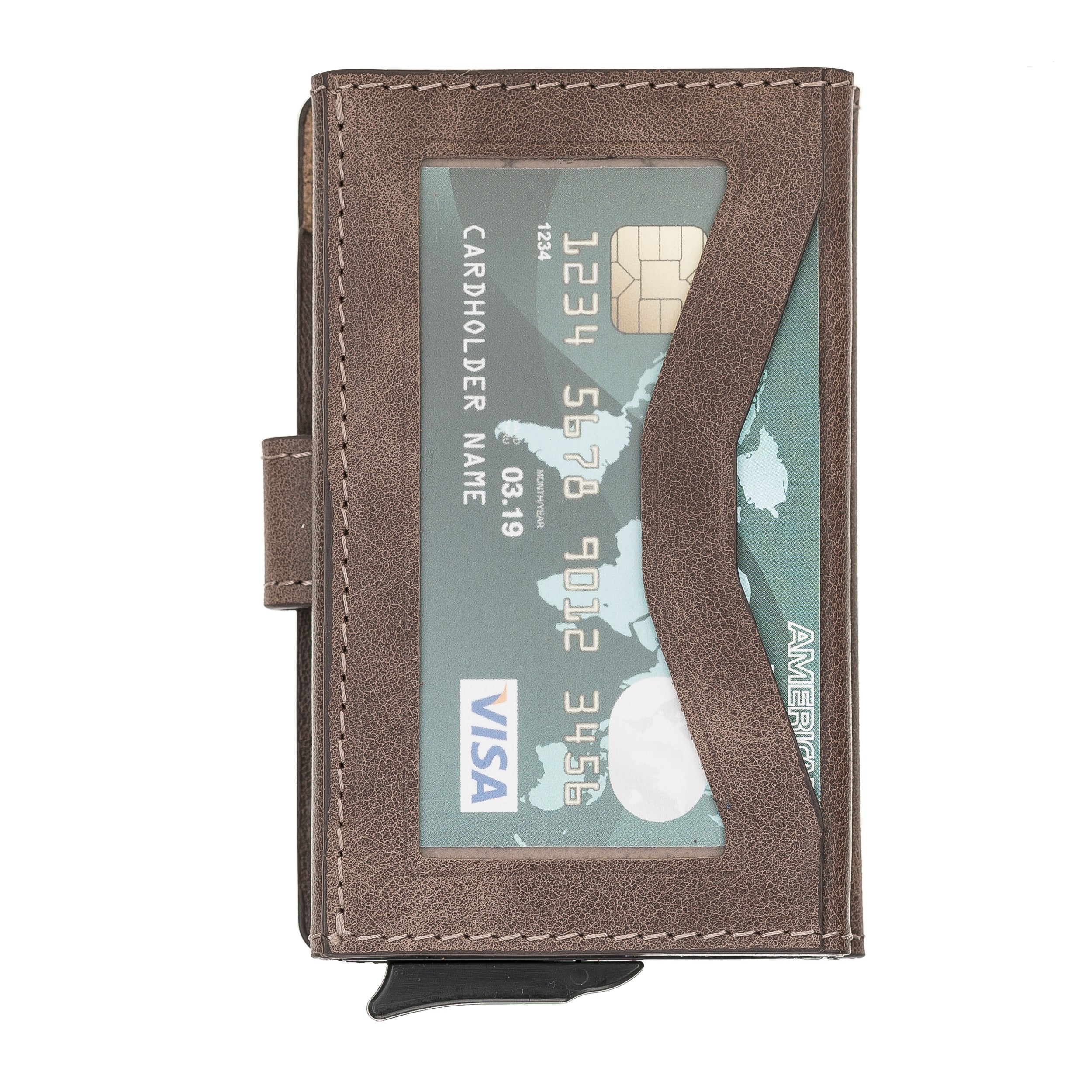 Terry Leather Coin Mechanical Card Holder