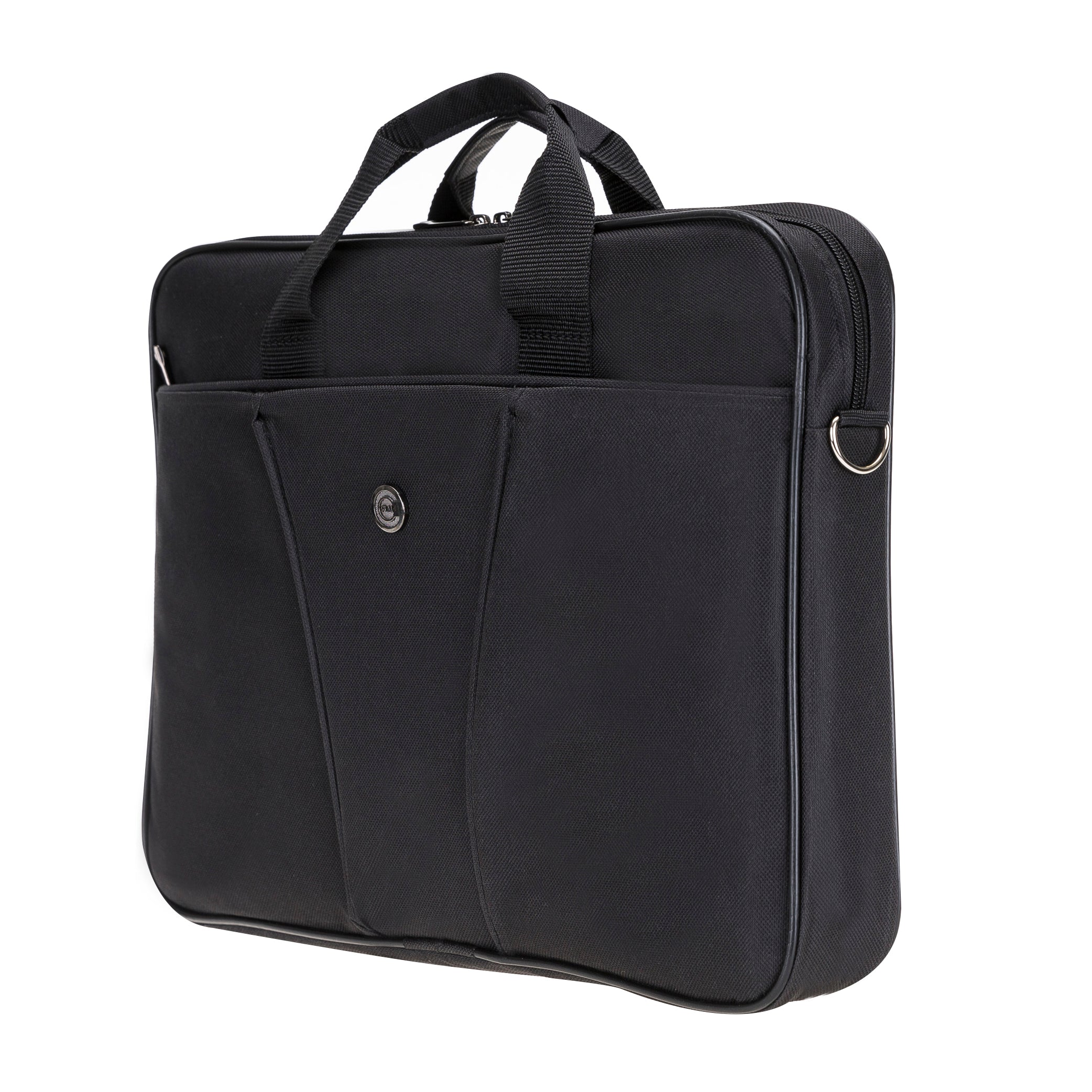 Stylish laptop case with adjustable shoulder strap and premium metal accents