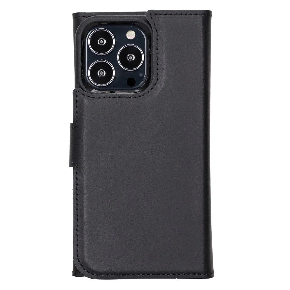 Black phone case with card slots on a white background