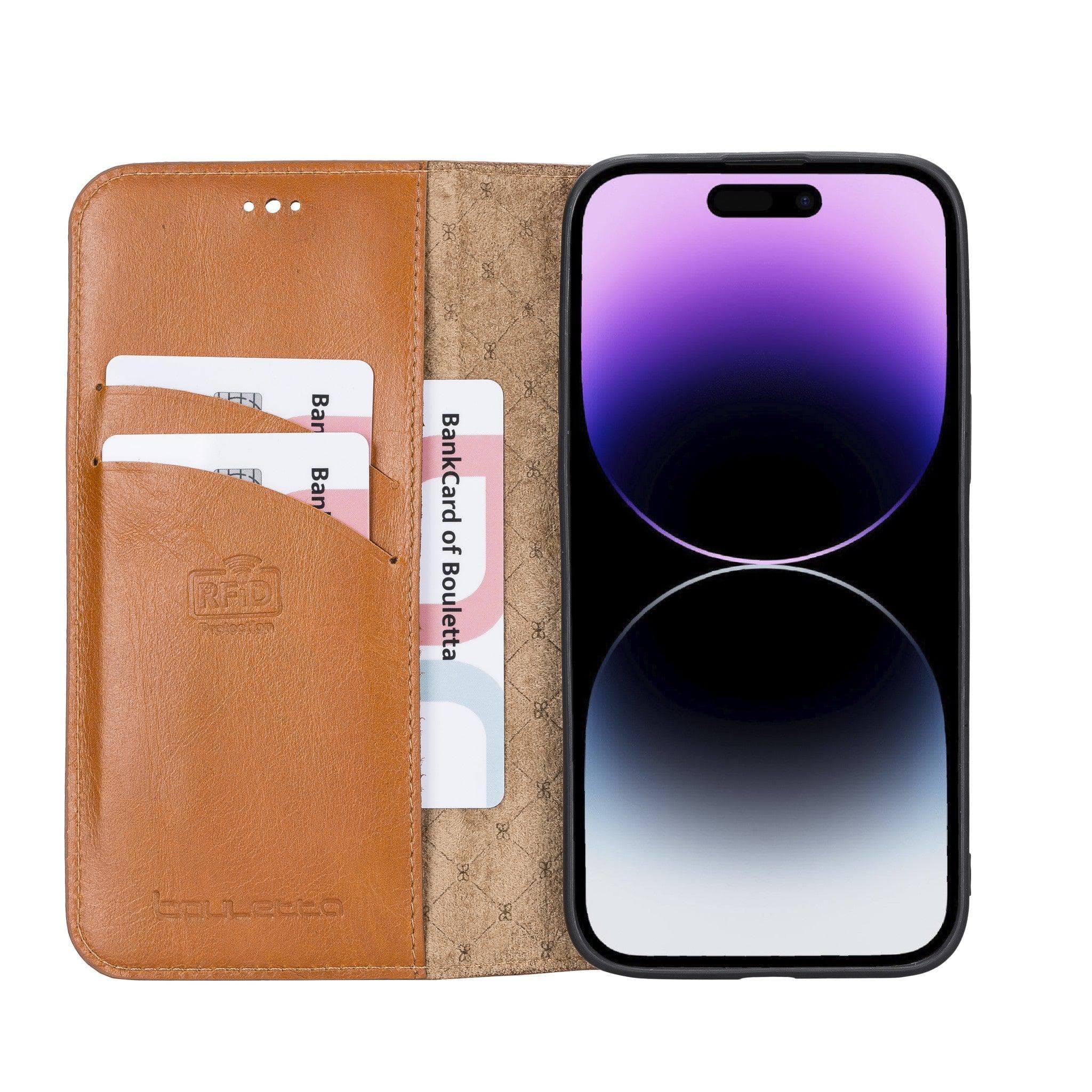 Étui portefeuille fin en cuir véritable Brookscase pour iPhone 14 Pro Max (6,7")