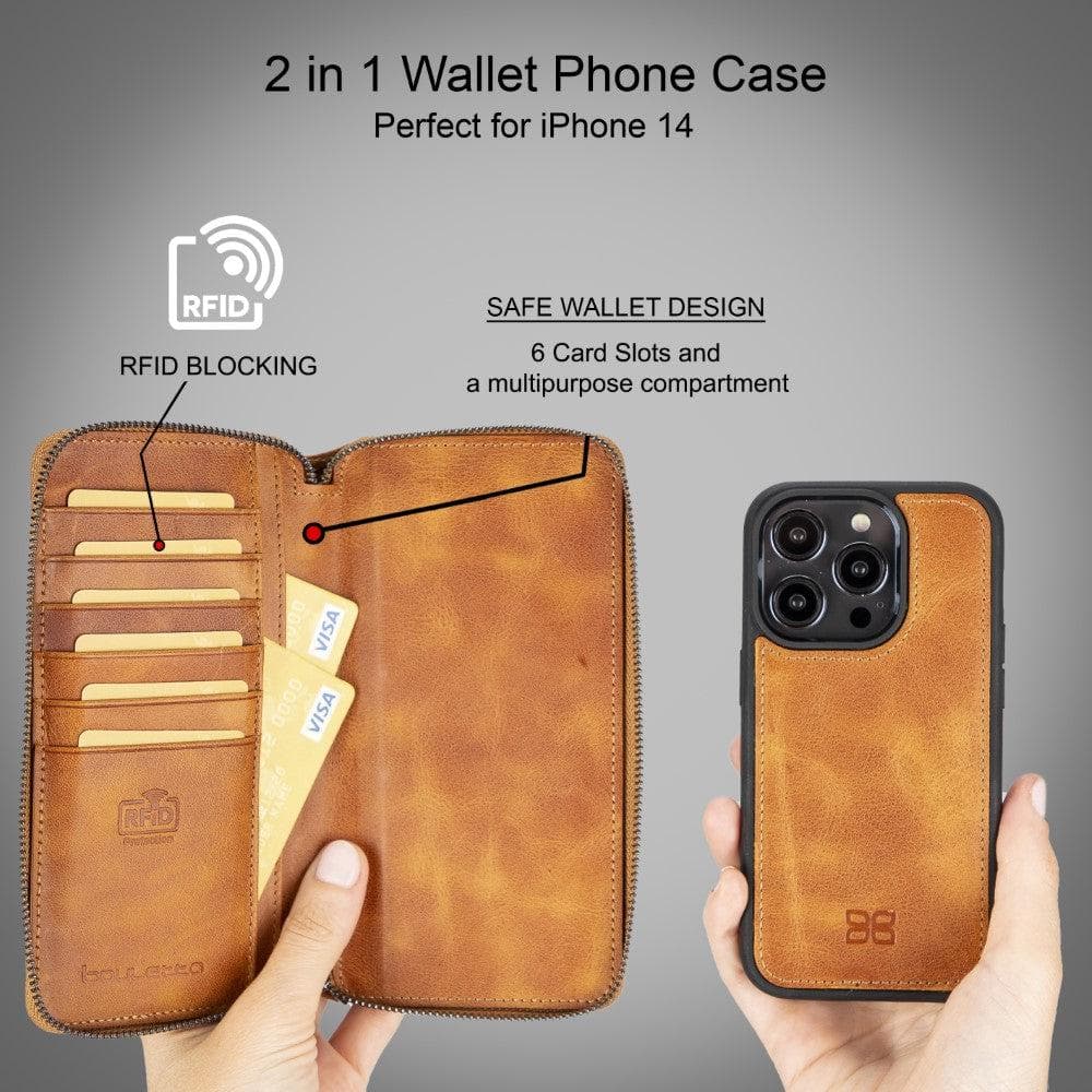 Étui portefeuille en cuir détachable et zippé pour iPhone 14 Pro Max (6,7") Pouch Magic