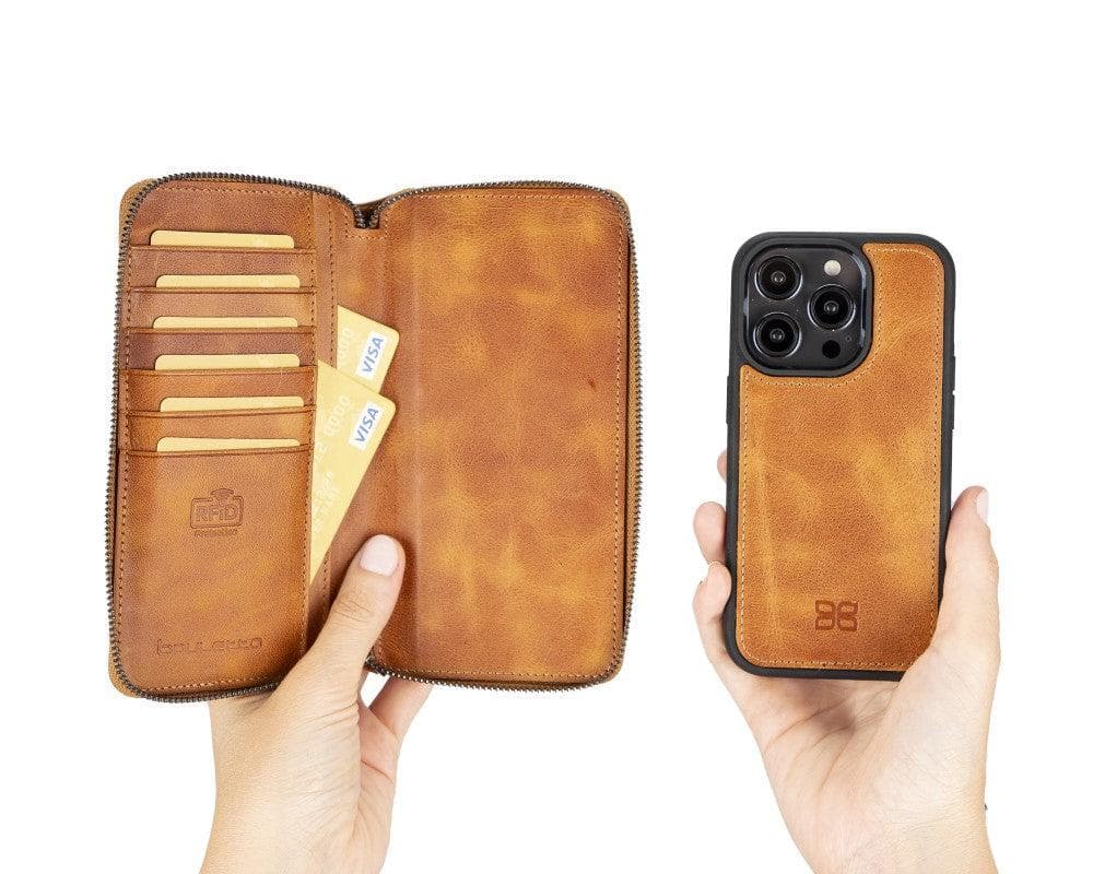 Étui portefeuille en cuir détachable et zippé pour iPhone 14 Pro Max (6,7") Pouch Magic