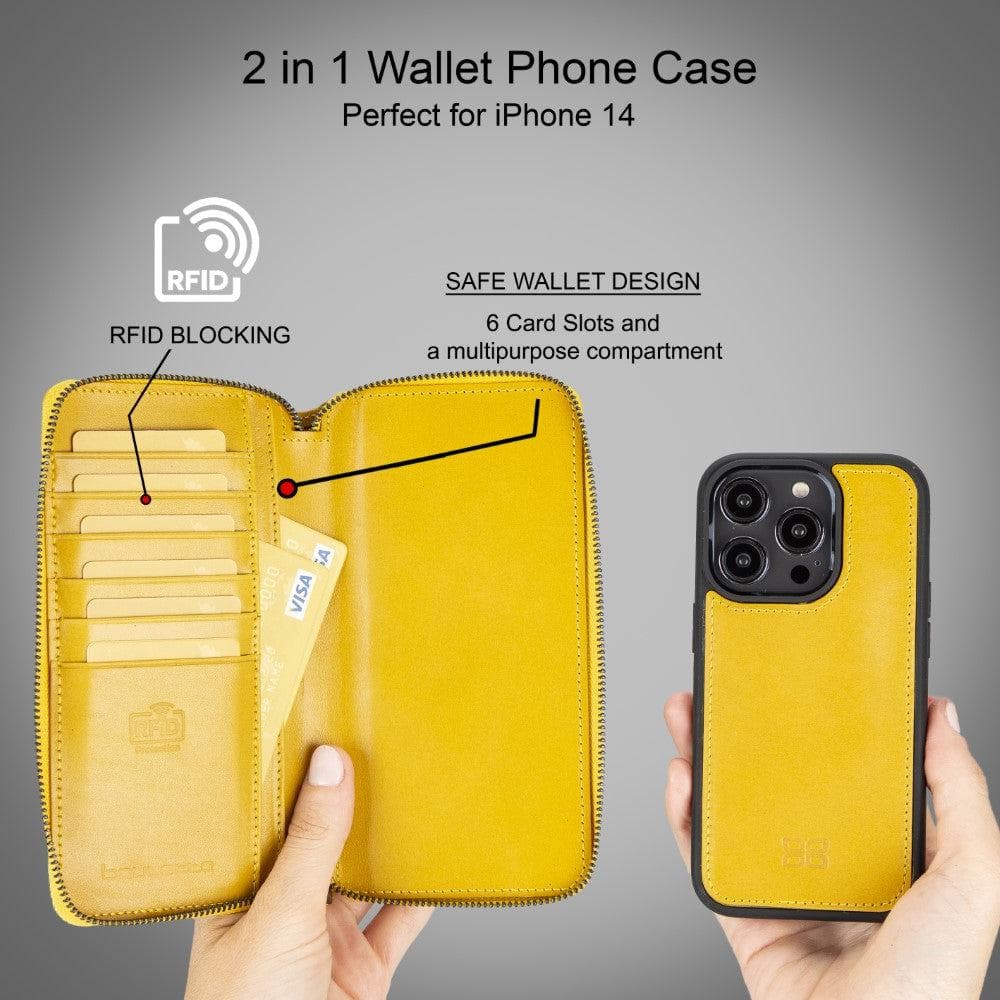Étui portefeuille en cuir détachable et zippé pour iPhone 14 Pro Max (6,7") Pouch Magic