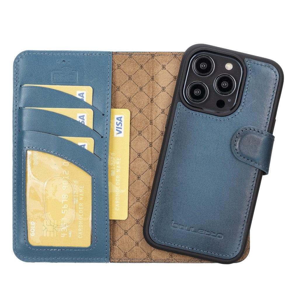 Étui portefeuille amovible en cuir véritable pour iPhone 14 Pro Max (6,7")