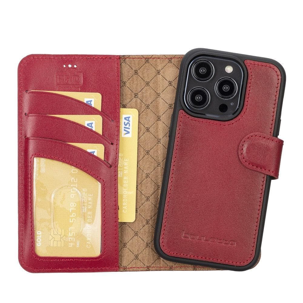 Étui portefeuille amovible en cuir véritable pour iPhone 14 Pro Max (6,7")
