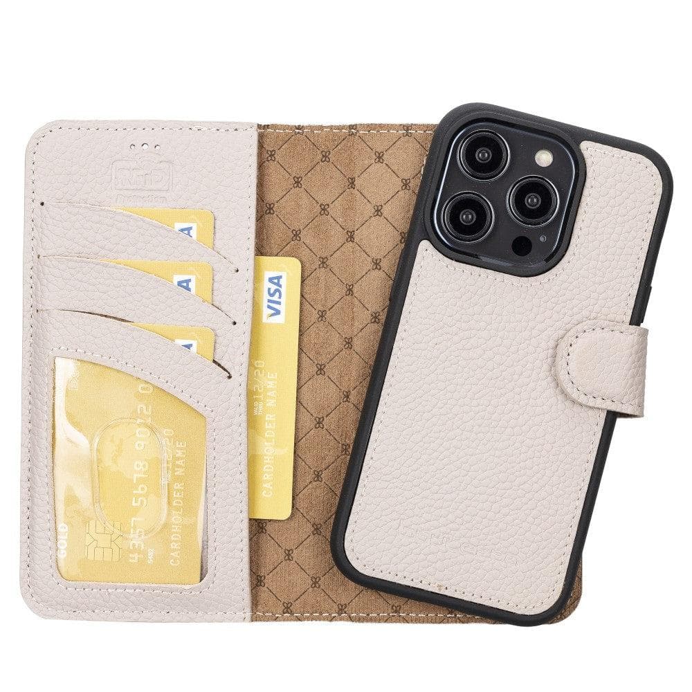Étui portefeuille amovible en cuir véritable pour iPhone 14 Pro Max (6,7")