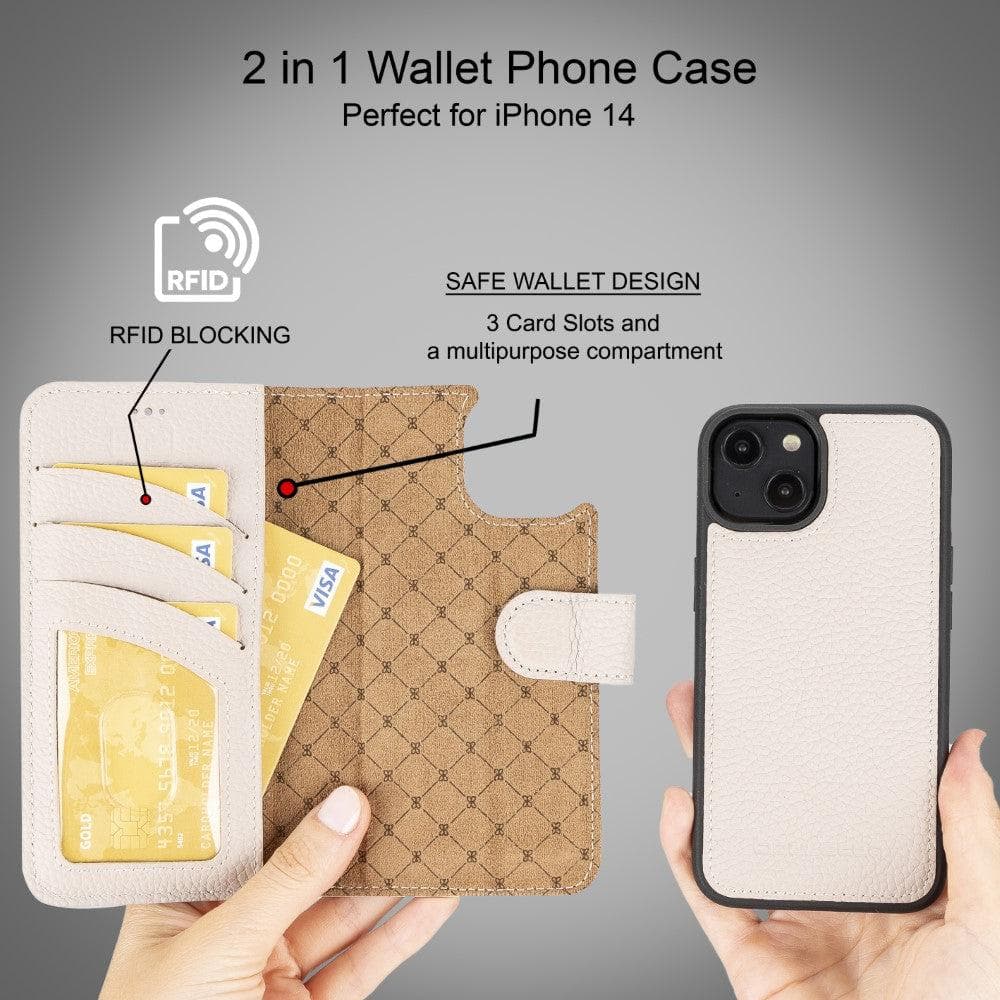 Étui portefeuille amovible en cuir véritable pour iPhone 14 Pro Max (6,7")