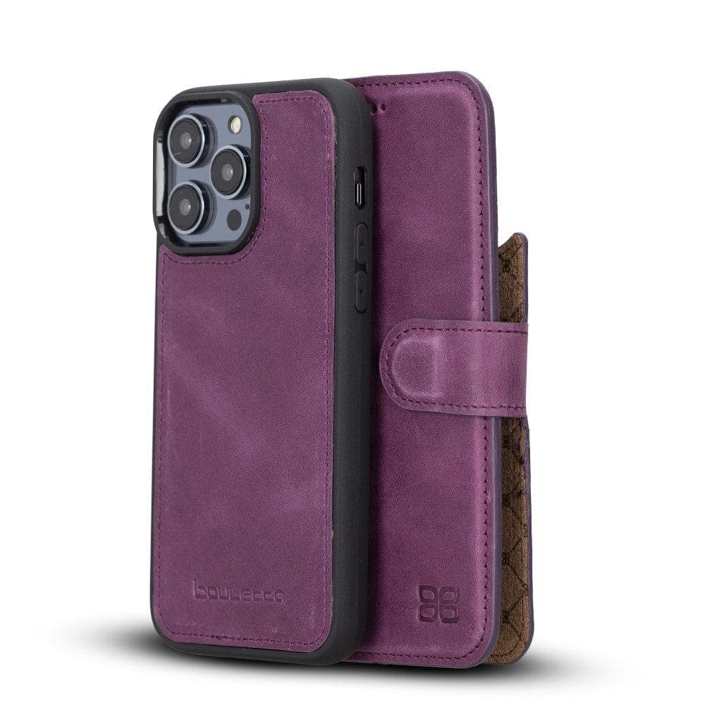 Étui portefeuille amovible en cuir véritable pour iPhone 14 Pro Max (6,7")