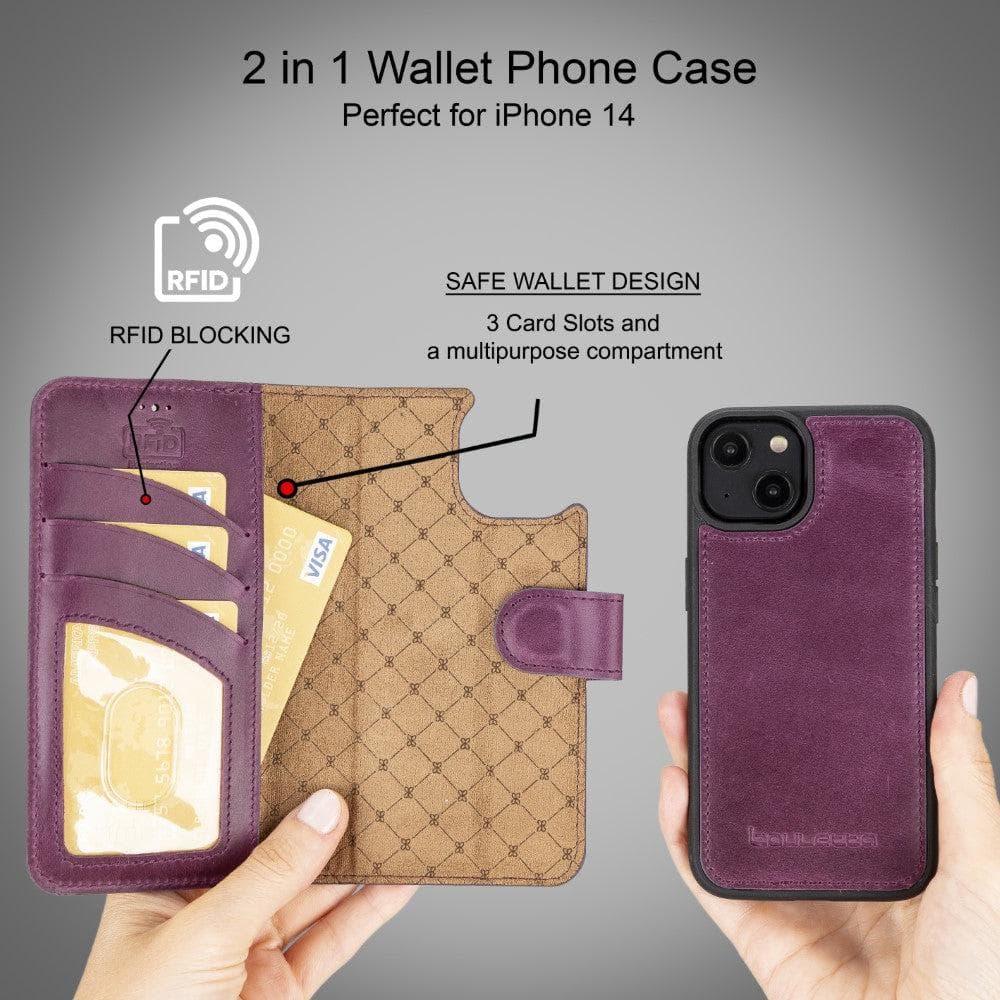 Étui portefeuille amovible en cuir véritable pour iPhone 14 Pro Max (6,7")