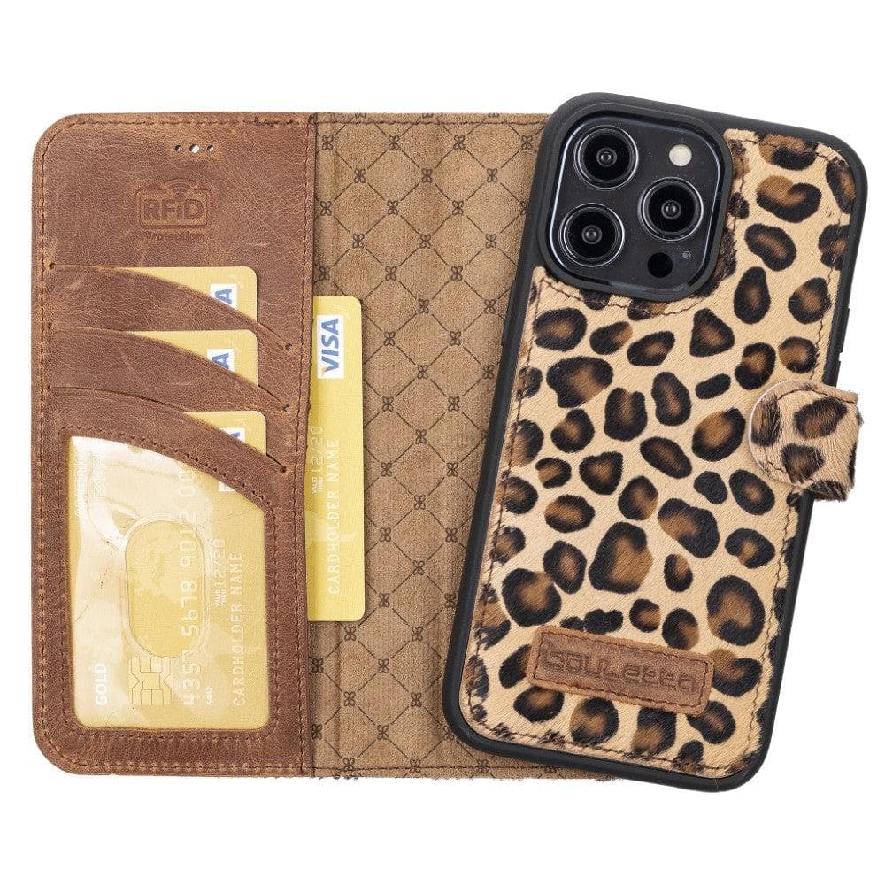 Étui portefeuille amovible en cuir véritable pour iPhone 14 Pro Max (6,7")