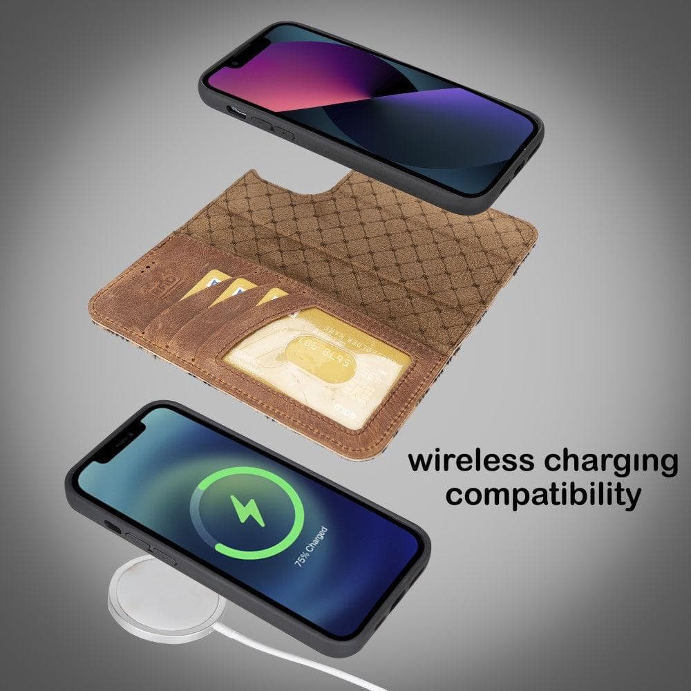 Étui portefeuille amovible en cuir véritable pour iPhone 14 Pro Max (6,7")