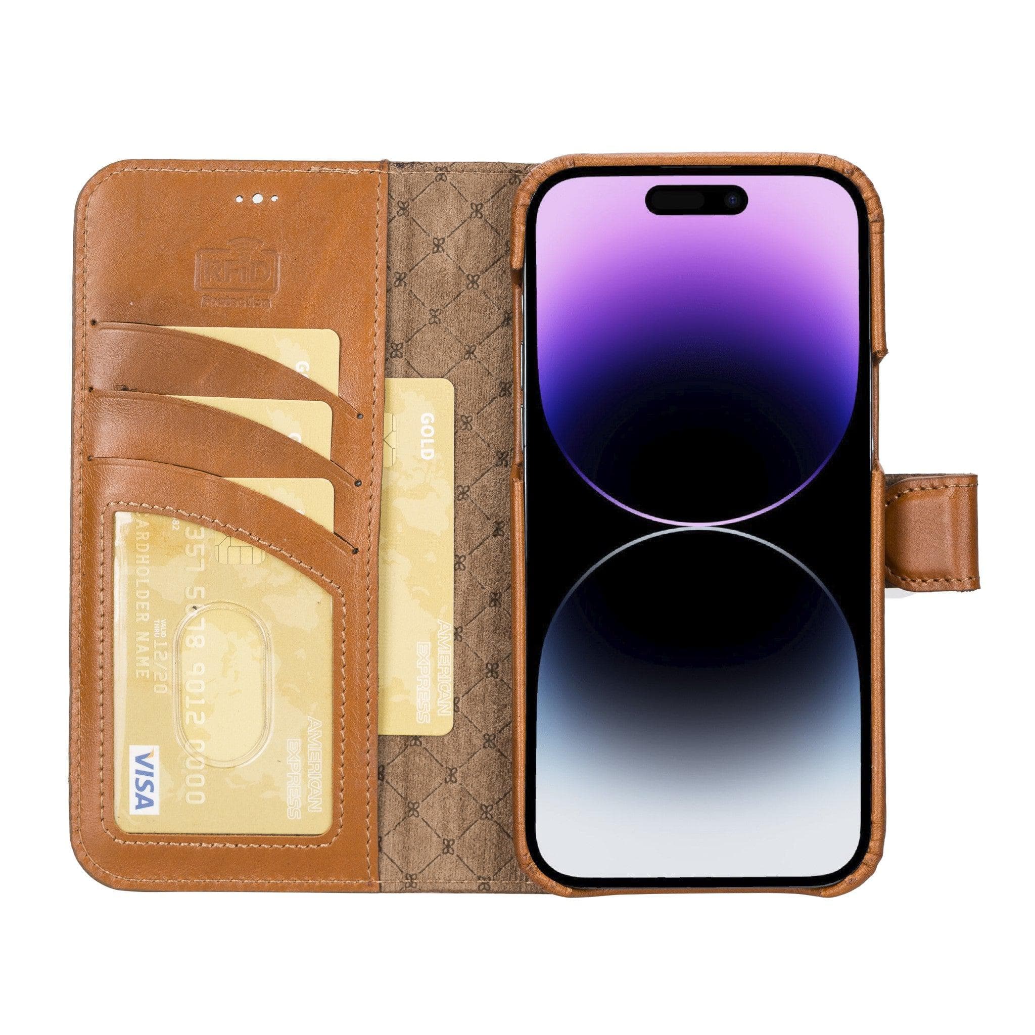 Étui portefeuille magique amovible en cuir véritable F360 pour iPhone 14 Pro Max (6,7")