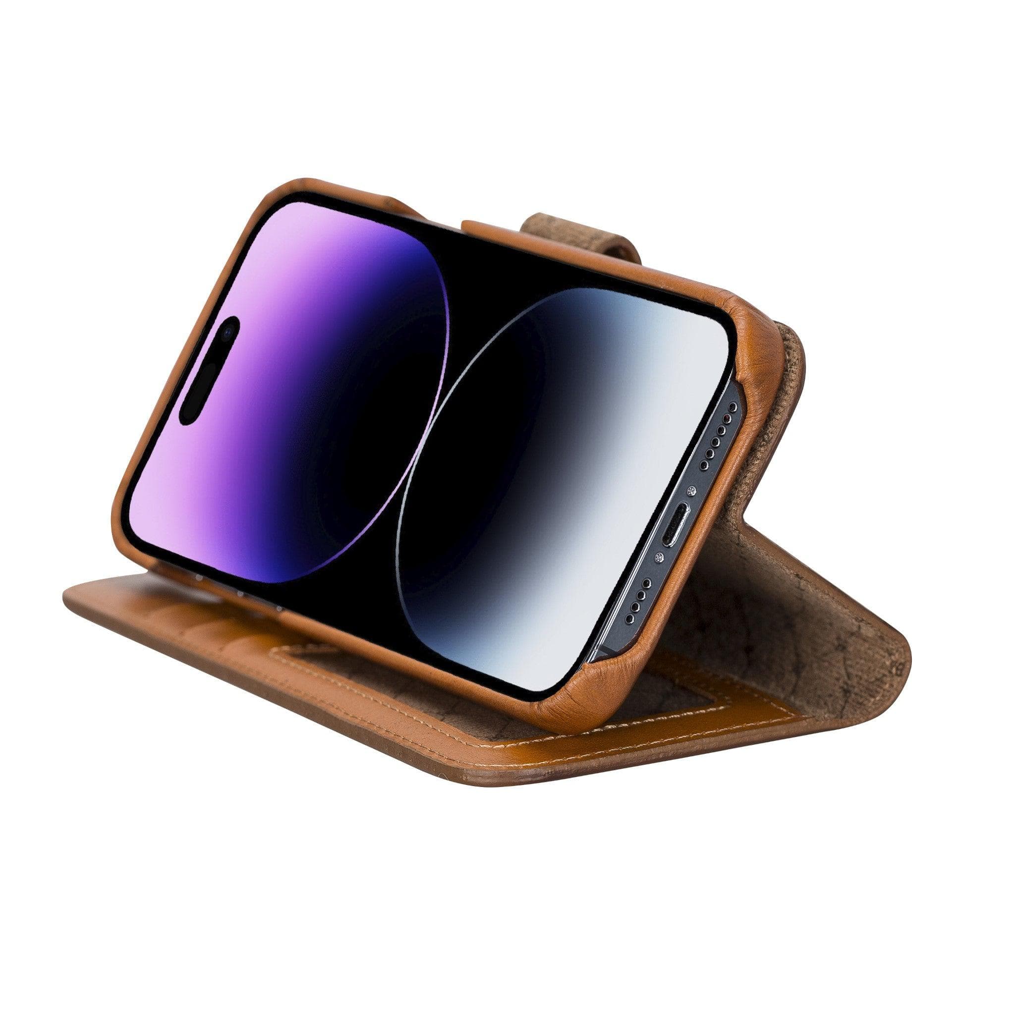 Étui portefeuille magique amovible en cuir véritable F360 pour iPhone 14 Pro Max (6,7")