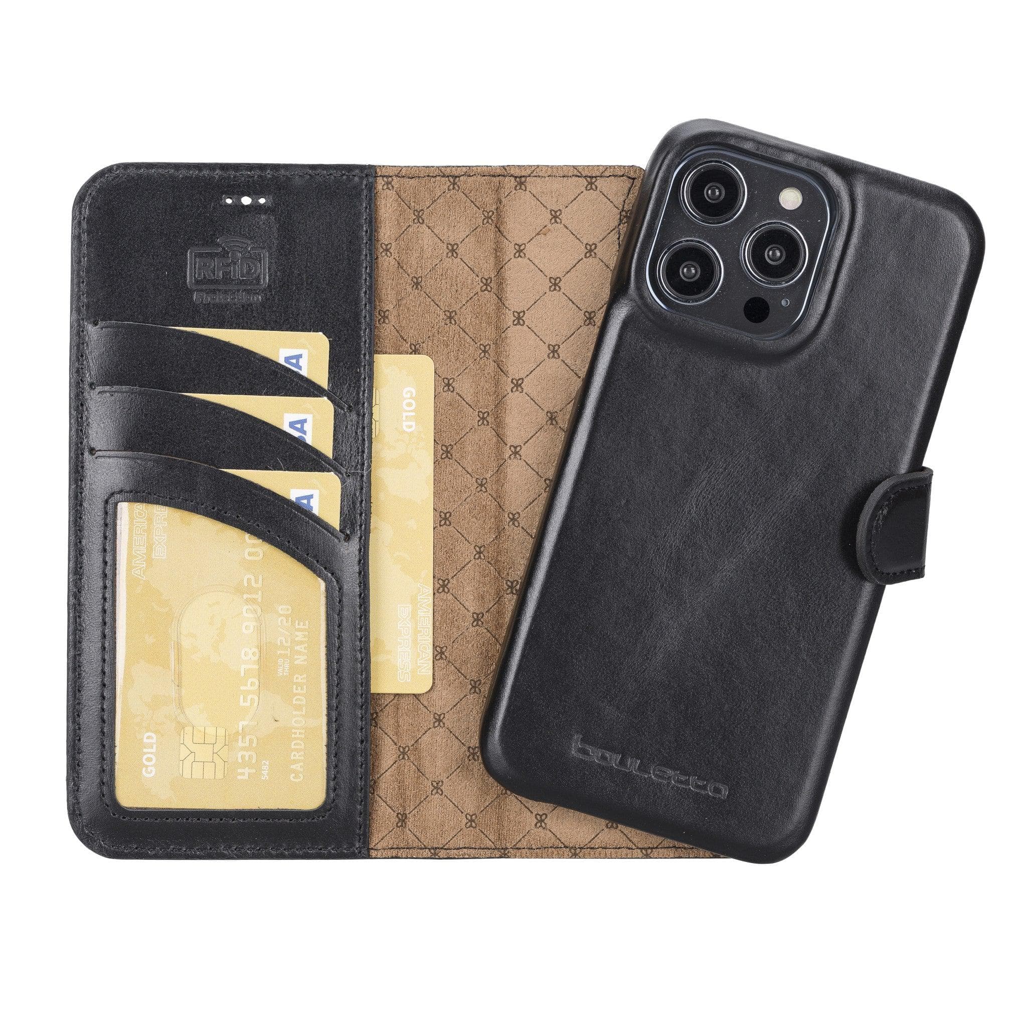 Étui portefeuille magique amovible en cuir véritable F360 pour iPhone 14 Pro Max (6,7")