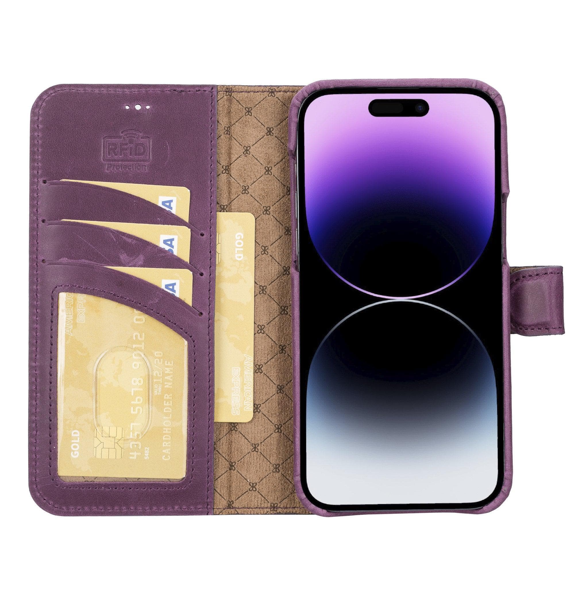 Étui portefeuille magique amovible en cuir véritable F360 pour iPhone 14 Pro Max (6,7")