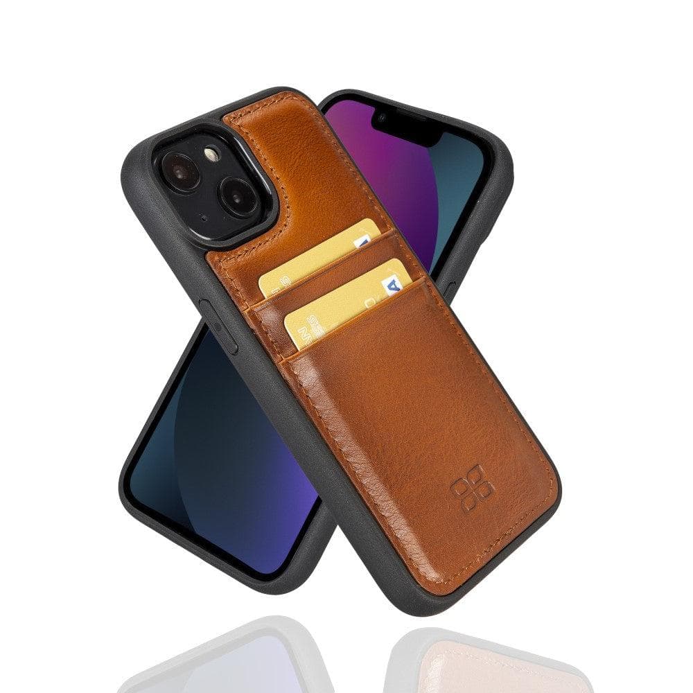 Étui arrière en cuir véritable à clipser pour iPhone 14 Pro (6,1") avec porte-cartes