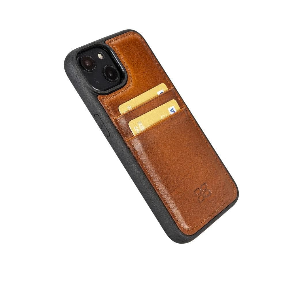 Étui arrière en cuir véritable à clipser pour iPhone 14 Pro (6,1") avec porte-cartes